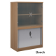 Systems Combination Bookcase With Horizontal Tambour & Glass Doors